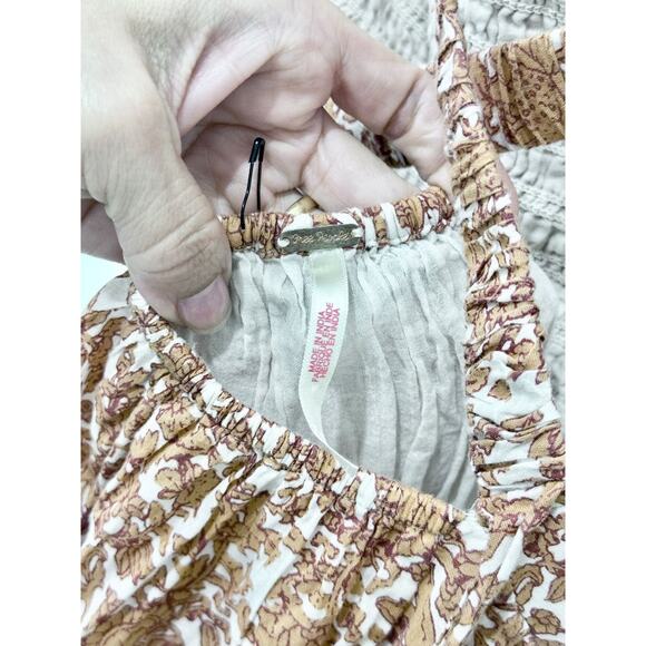 Free People Ultraviolet Floral Puff Sleeve Smocked Maxi Sundress Orange Women XS - Picture 5 of 7